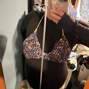 Handmade purple galaxy crochet bikini top